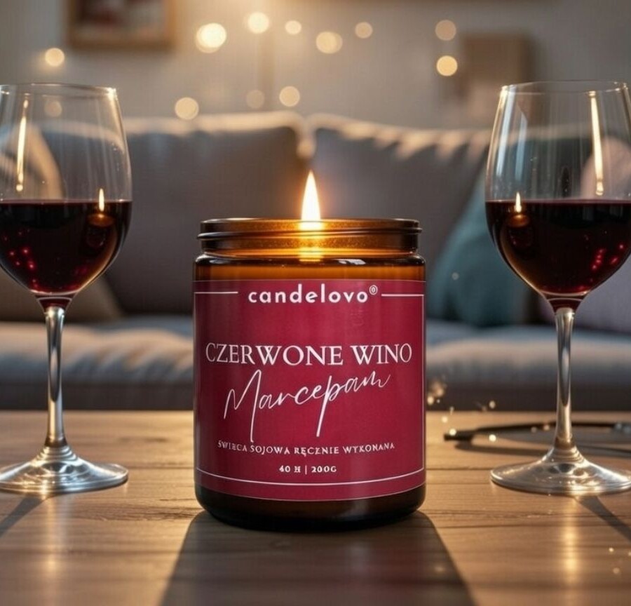 Świeca sojowa Czerwone wino & Marcepan