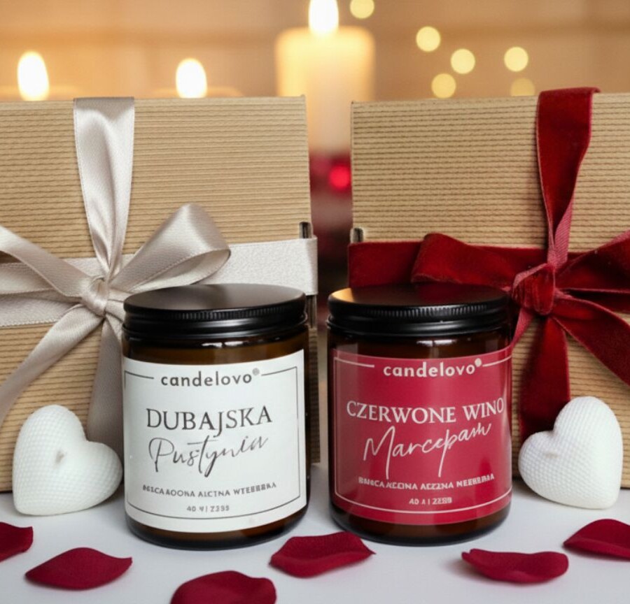 Zestaw świec zapachowa i dekoracyjna + kod QR z playlistą Candelovo na Spotify